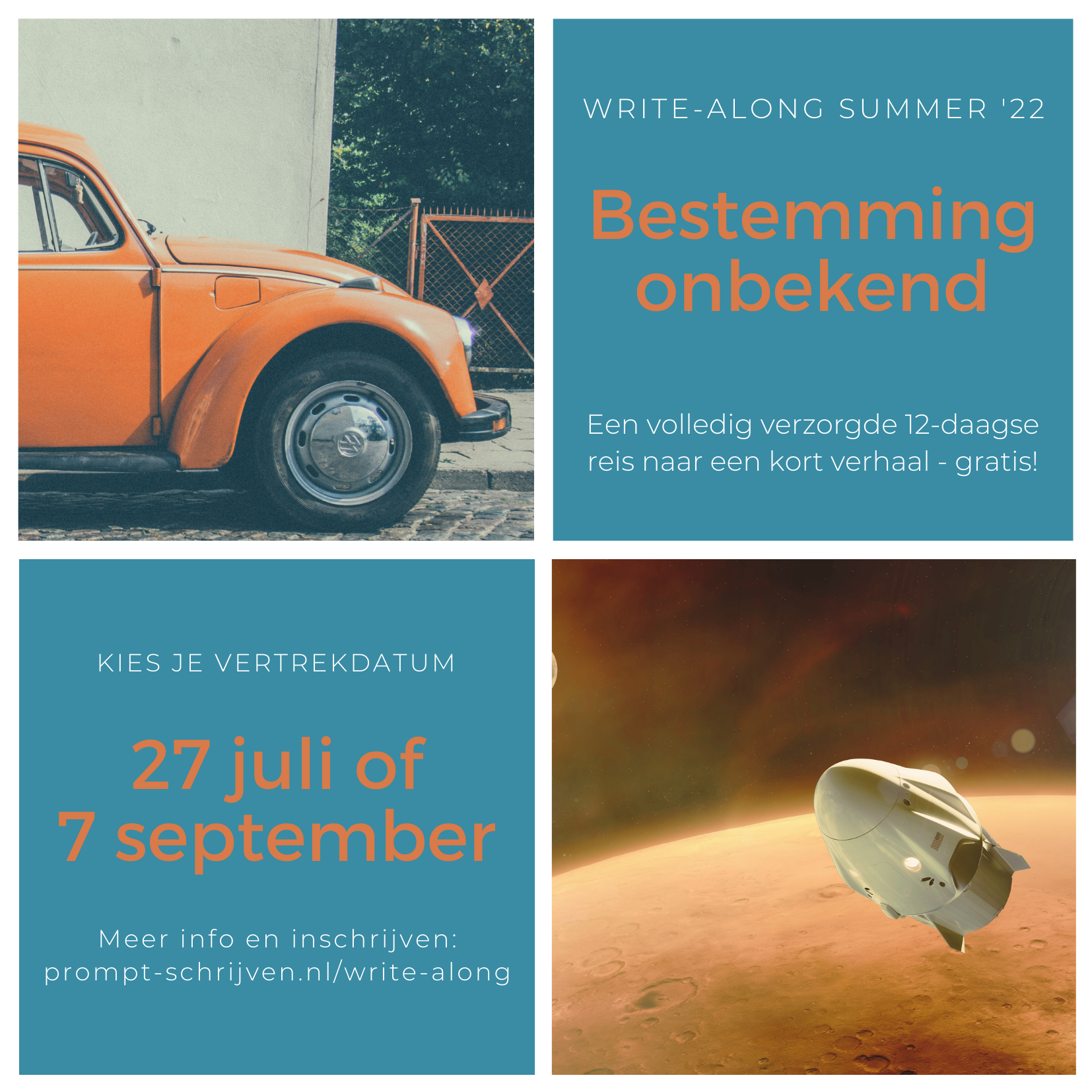 Prompt Write-along zomer insta visual feestelijke achtergrond met tekst: Prompt Write-along
