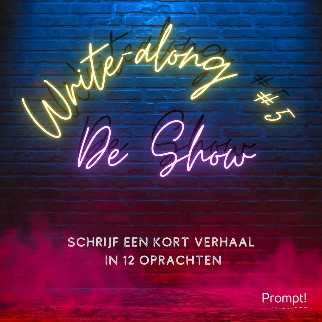 feestelijke achtergrond met tekst: Prompt Write-along
